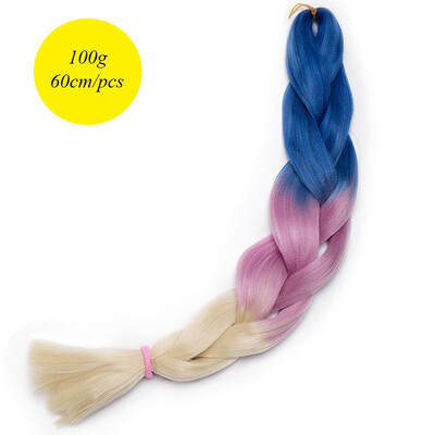 

60CM Hair Braid Braiding Hair Extension Two Ombre Synthetic Crochet One Piece 100g Heat-Resistant