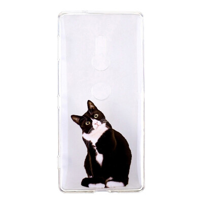 

MOONCASE Sony Xperia XZ2 high-transparent painted TPU-black cat