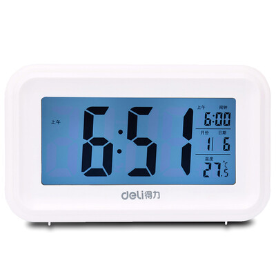 

DELI Multifuctional Electronic Clock with Large Screen Night Light&Temperature--WhiteBlue