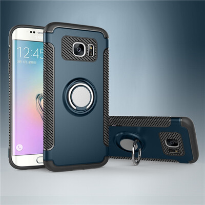 

Fecoprior Back Cover For Samsung Galaxy S7 Edge Case Car Holder Stand Hard PC Silicon Ring Suction Bracket Celulars
