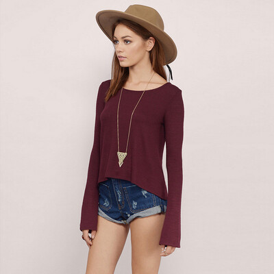 

2016 spring and summer clothing foreign trade new sexy lace halter neck long sleeved t-shirt female backing out