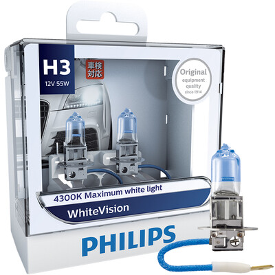 

Philips whitevision one pair Car halogen lights 4300 K H1 H4 H7 H11 H3 HB3 HB4 12 V 55 W whitelight brighten up 60 Lights
