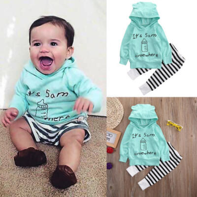 

UK Newborn Toddler Baby Boy Girls Outfits Hoodie Tops T-shirtPants Clothes Set