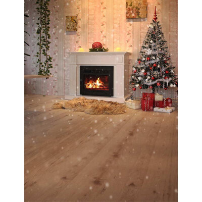 

Xmas Fire Photo Backdrop 57FT Vinyl Fabric Cloth Digital Printing Photo Background st-555