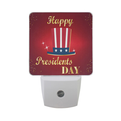 

ALAZA LED Night Light With Smart Dusk To Dawn SensorHappy Presidents Day Striped Background Plug In Night Light