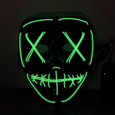 

Adults Halloween Green LED Light Up Mask Halloween Costume Supplies for Festival Masquerade Cosplay Party Performance