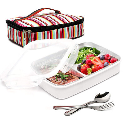 

Lunch box Stainless steel Portable Insulated Leakproof Meal Prep Container Microwave Safe with Bag & Fork Spoon Kit Picnic Boxes