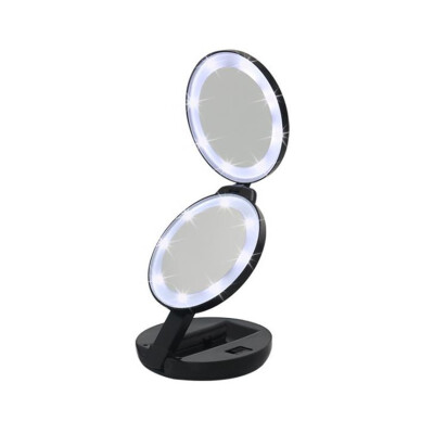 

JIPUSH Circular three-fold LED makeup mirror double-side light mirror with magnifier portable mirror creative makeup light mirror