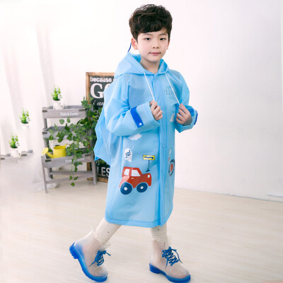 

Xin Yan childrens raincoat environmental EVA with a bag student backpack rain cover cartoon big hat children poncho M code blue