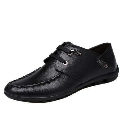 

Fashion Men Leather Shoes Soft Wing Tip Lace Up Flats Leisure Driving Loafers