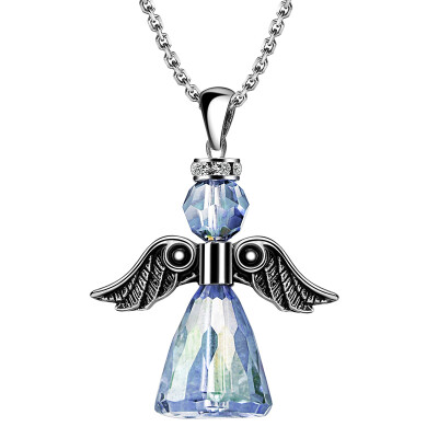 

Chihiro Sea Wind Findwind Swarovski Elements Artificial Crystal Angel Love beautiful long necklace rotating wings blue Phantom CX752