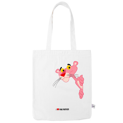 

MINISO Pink Panther Canvas Shopping Bag White