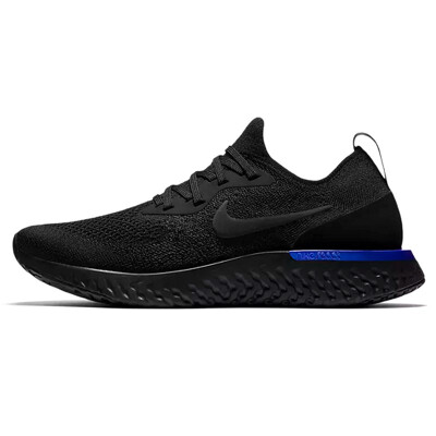 

Nike Epic React Flyknit Mens&Womens Running Shoes Black & Blue Breathable Non-slip Impact Resistant AQ0067 004