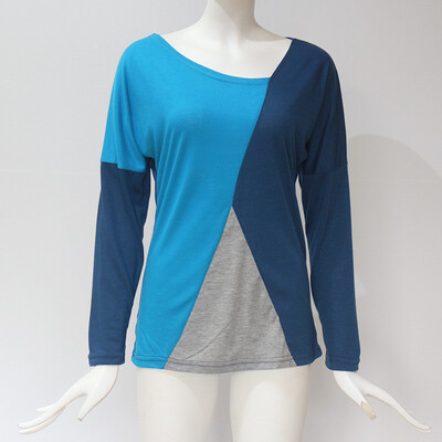 

Women Autumn Casual Round Neck Long Sleeve Blouses Ladies Fashion Loose Sexy T-shirt Splice Contrast Color Tops Cotton Slim F