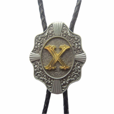 

Men Bolo Tie Original Initial Letter Western Cowboy Cowgirl Wedding Bolo Tie Leather Necklace