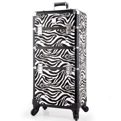 

Dual use cosmetic profession travel trolley makeup box beauty case professional large Luggage suitcase Bag makeup Aluminum frame