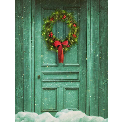 

Xmas wreath Green Snow Photo Backdrop 57FT Vinyl Fabric Cloth Digital Printing Photo Background st-550