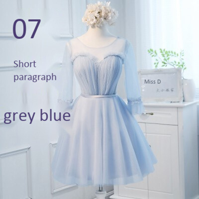 

Short Bridesmaid Dress 2018 Elegant Wedding Sisters Group Gray Bridesmaid Dress Female Party Evening Dress