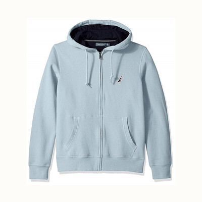 

Mens long sleeved wool zip hooded sweatshirt