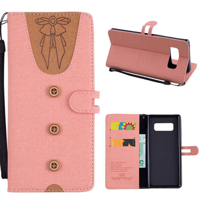 

MOONCASE Samsung Galaxy Note 8 stitching embossed womens leather case - powder