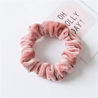 

New Fashion Luxury Soft Feel Velvet Hair Scrunchie Ponytail Donut Grip Loop Holder Stretchy Hair band for women