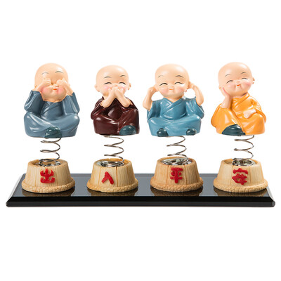 

40000 km car decoration car creative shaking head four small monk car accessories Shaolin small sand car accessories crystal base SWY6011