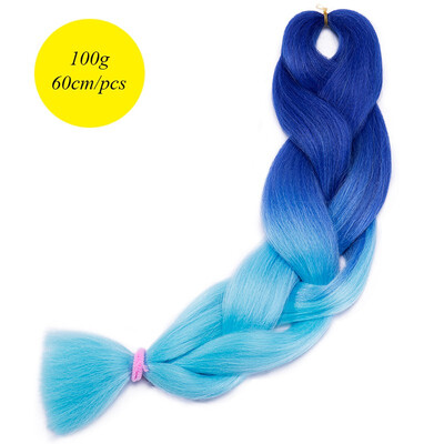 

60CM Hair Braid Braiding Hair Extension Two Ombre Synthetic Crochet One Piece 100g Heat-Resistant