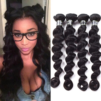 

7A Loose Wave Human Hair Mongolian Virgin Hair 4 Bundles Loose Wave Hair Beautiful Bundle Deals Tangle Free Cheap Price