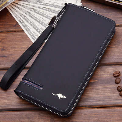 

Mens wallet long zipper wallet old grind large capacity handbag