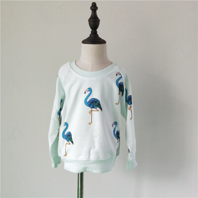 

2018 autumn Winter Flamingo print sweatshirt for kids boys girls children clothing