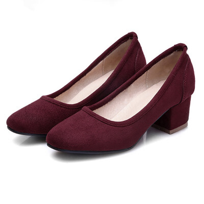

IDIFU Womens Sexy Square Toe Low Cut Wide Work Shoes Block Mid Heel Pumps