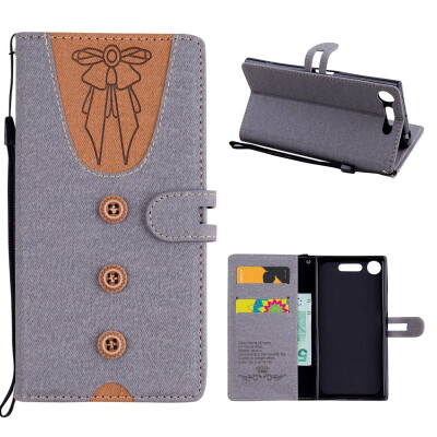 

MOONCASE Sony Xperia XZ1 stitching embossed womens leather case - gray