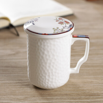 

Jingdong supermarket] rhyme Tang relief bone china office cup mark milk cup office cup cup cup Yilan