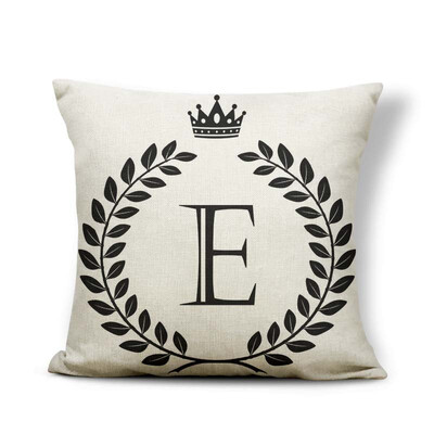 

Alphabet Letter A-Z Cushion Covers Family Initial King Queen Crown Pillow Case School Home Gifts Toss Pillow Large Cotton Linen