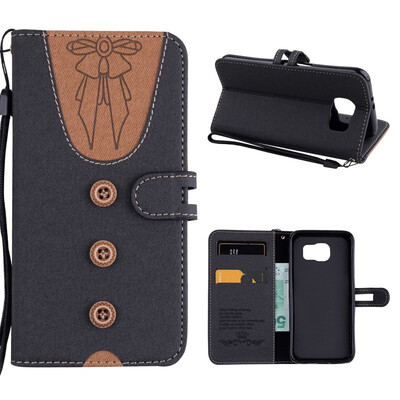 

MOONCASE Samsung Galaxy S6 stitching embossed womens leather case - black