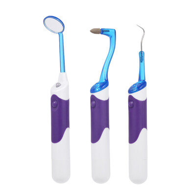 

3 Pcs Oral Hygiene Kit LED Dental Mirror Tooth Stain Eraser Plaque Remover Dental Cleaning Whitening Tool