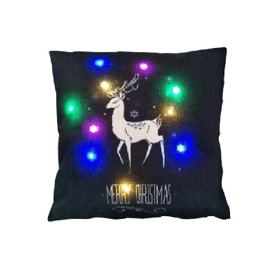 

18 18 inches 45 45cm Linen Colorful LED Light Merry Christmas Cushion Cover Decorative Sofa Car Throw Pillow Case Pillowcase