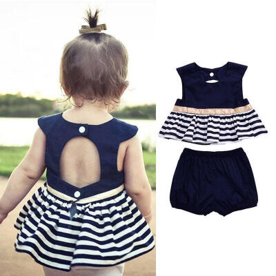 

AU Stock 2Kids Baby Girls Navy Blue Dress TopShorts Pants Set Clothes Outfits