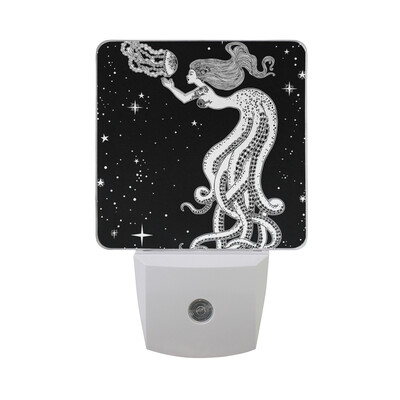 

ALAZA LED Night Light With Smart Dusk To Dawn SensorJellyfish Watercolor Plug In Night Light