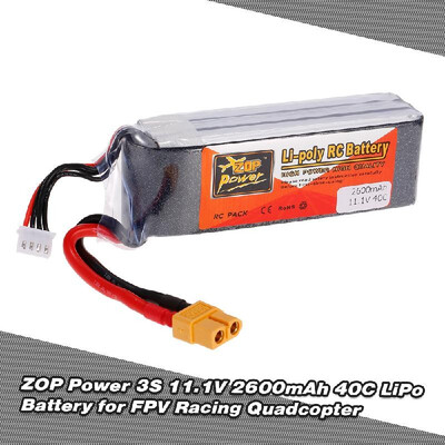 

ZOP Power 3S 111V 2600mAh 40C XT60 Plug LiPo Battery for QAV250 F330 FPV Quadcopter RC Car Boat