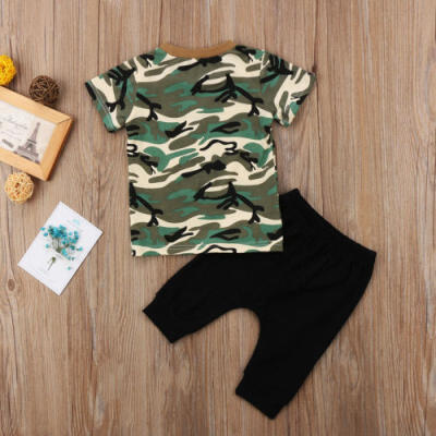 

Newest Toddler Kids Boys Camo Tops T-shirt Pants 2Pcs Outfits Set Clothes 1-6T