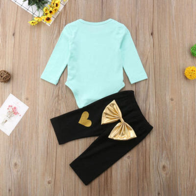 

Newborn Baby Boys Girl Top Romper Pants Bodysuit Lettering Outfits Set Clothes