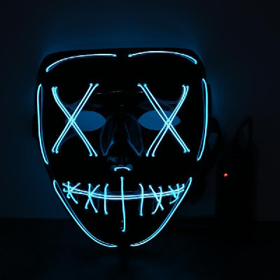 

Adults Halloween Green LED Light Up Mask Halloween Costume Supplies for Festival Masquerade Cosplay Party Performance