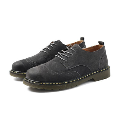 

New mens shoes autumn retro leather Martin shoes male Korean version of the British Brock casual shoes mens tide shoes