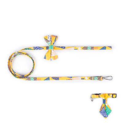 

Cloth Art Cat Dog Pet Collar with Matching Leash Lovely Hauling Cable Collar Leads Collars Traction Belt Suit