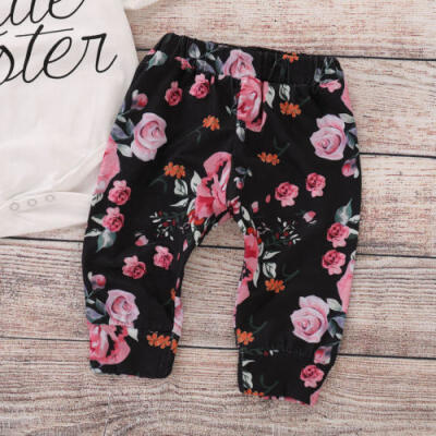 

4PCS Newborn Infant Baby Girl Outfits Clothes Set Romper BodysuitPants Leggings