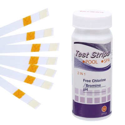 

2-in-1 Pool & Spa Strips Chlorine Bromine pH Value Alkalinity Cyanuric Acid Total Hardness Acidity Swimming Pool Test Paper Water