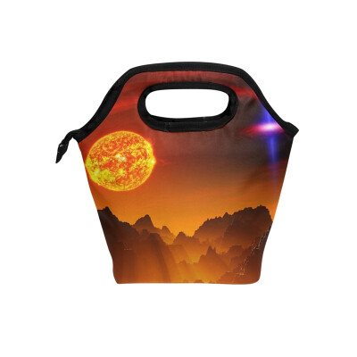 

Fire Galaxy Lunch Bag Tote Travel Picnic Insulated Handbags Portable Zipper Lunch Bag Box