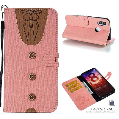 

MOONCASE Millet Mi 8 stitching embossed womens leather case - powder