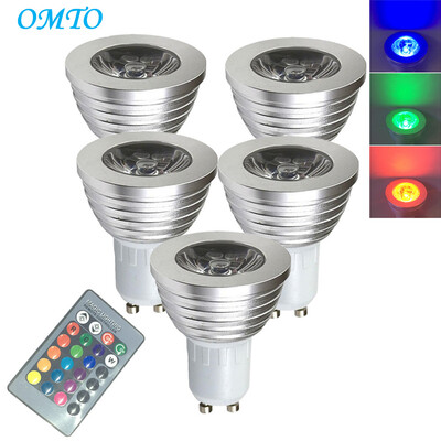 

OMTO 5PCS E27 3W RGB 16 Color Changing Spotlight with IR Remote Control Mood Ambiance Lighting